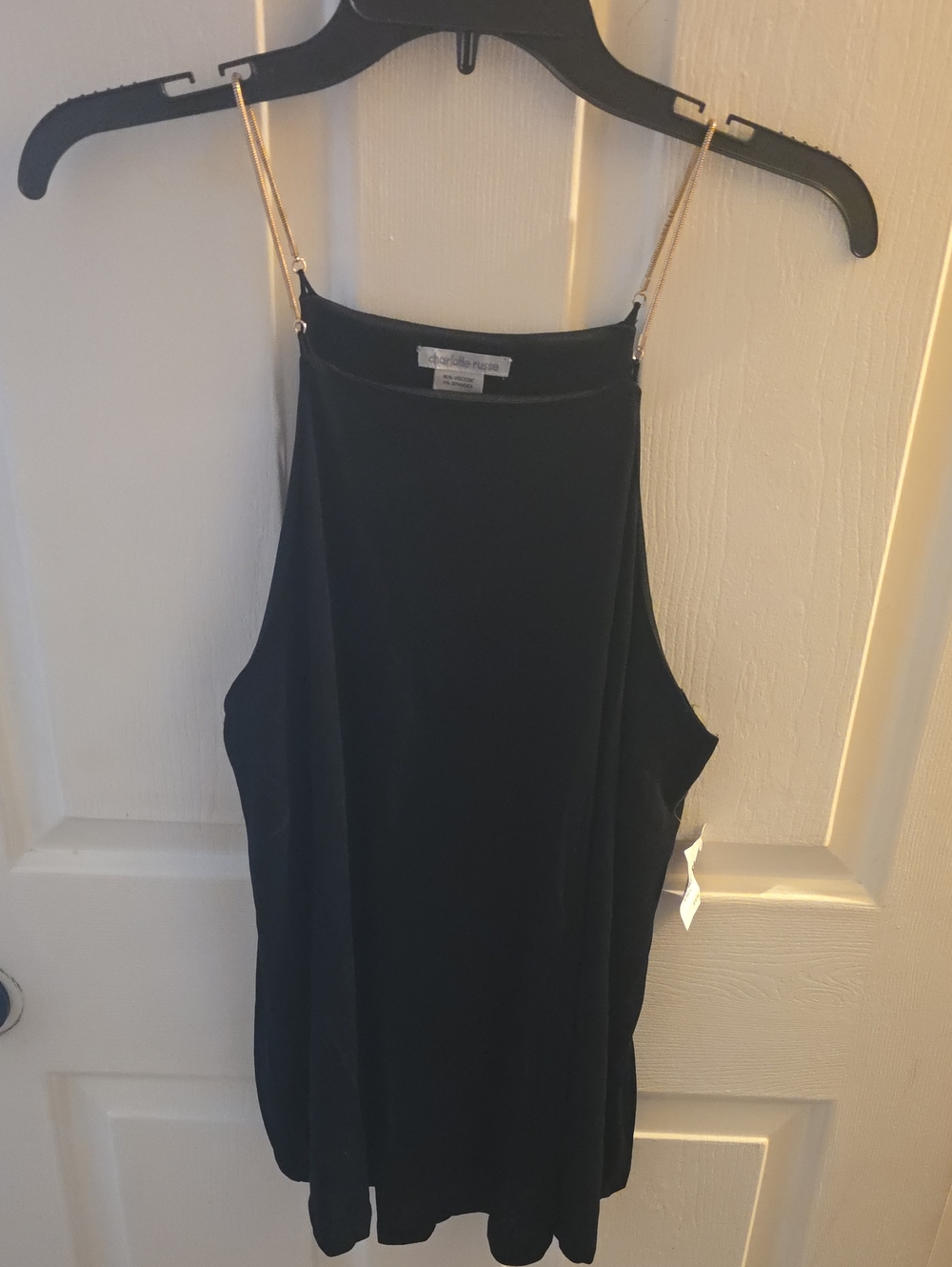 Charlotte Russe Black Camisole with Gold Chain Straps